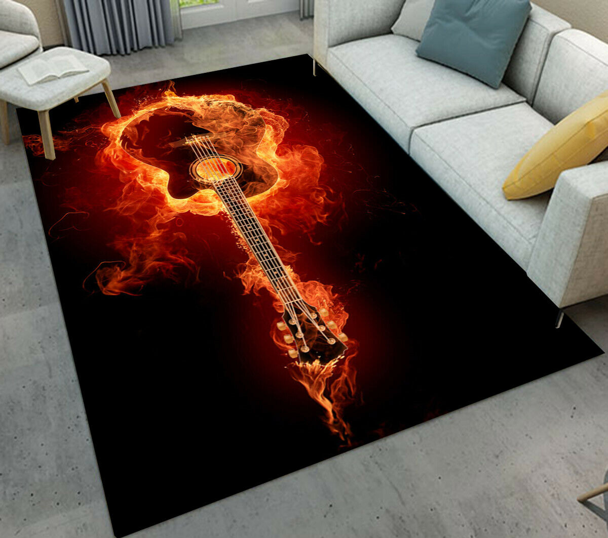 Guitar In Blazing Flame CLM190944M Rug