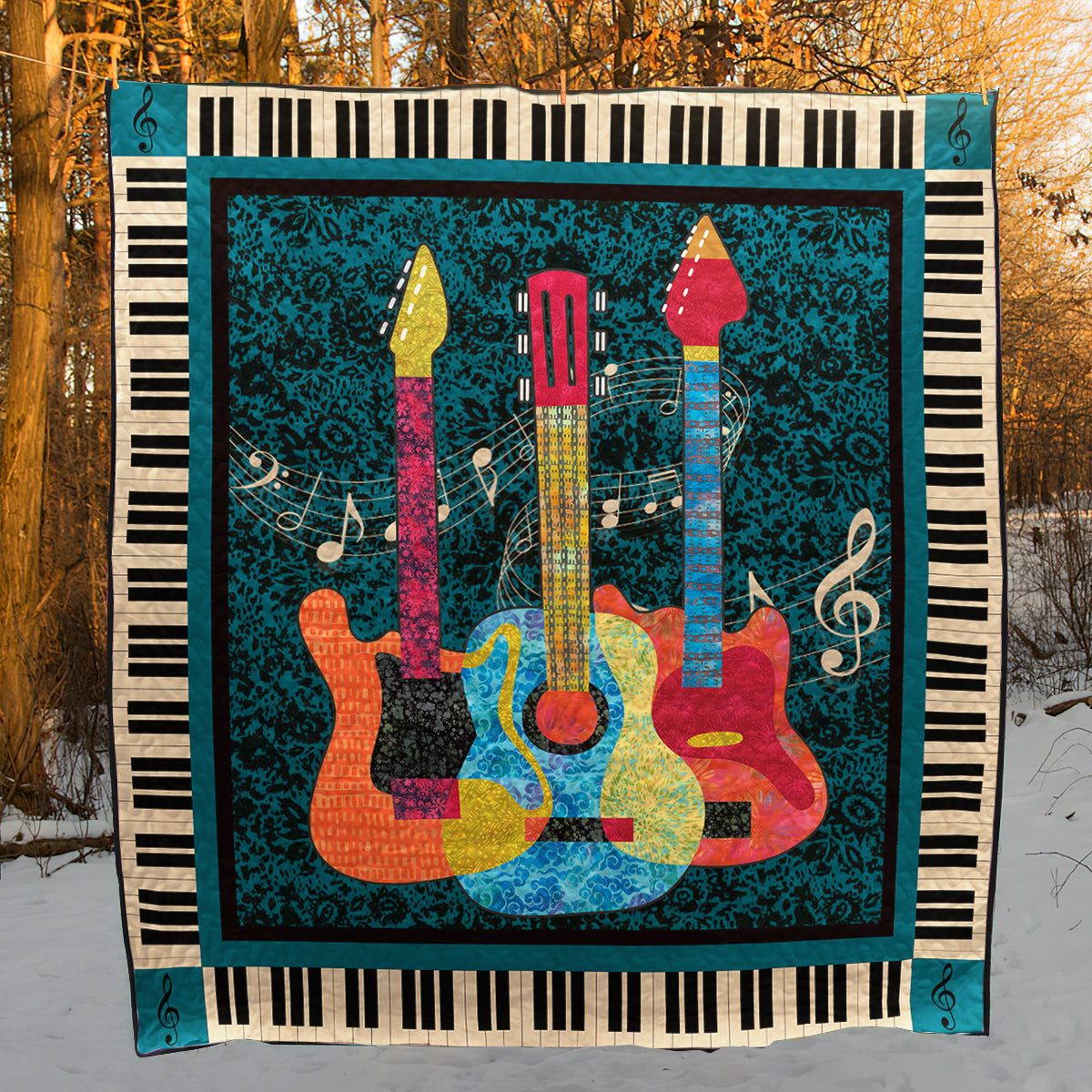 Guitar Quilt Blanket HM08032302BL
