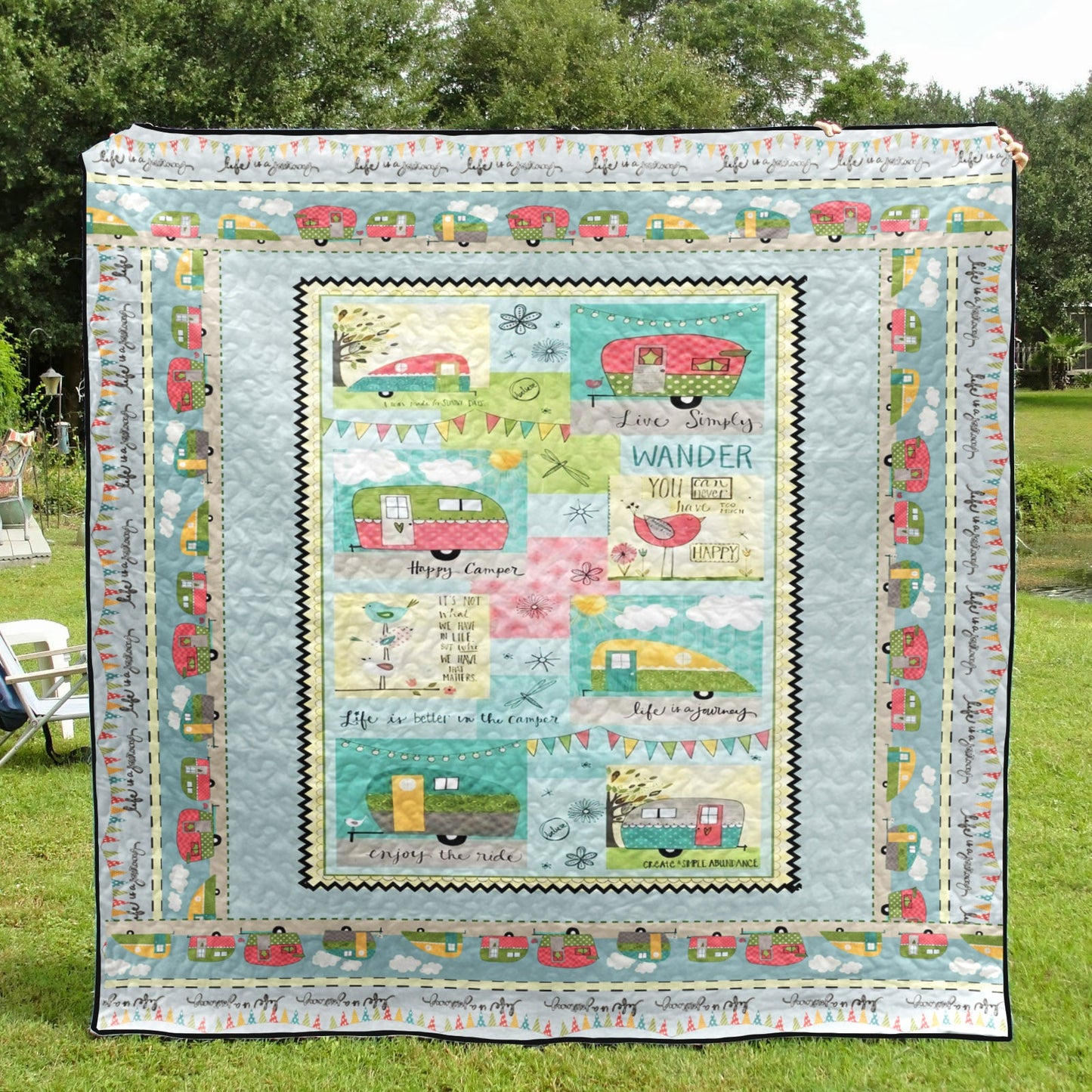 Happy Campers On Road CLA1910281Q Quilt Blanket