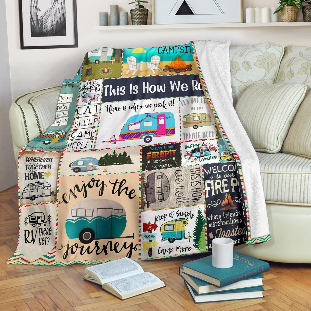 Happy Camper CLA1412553F Sherpa Fleece Blanket