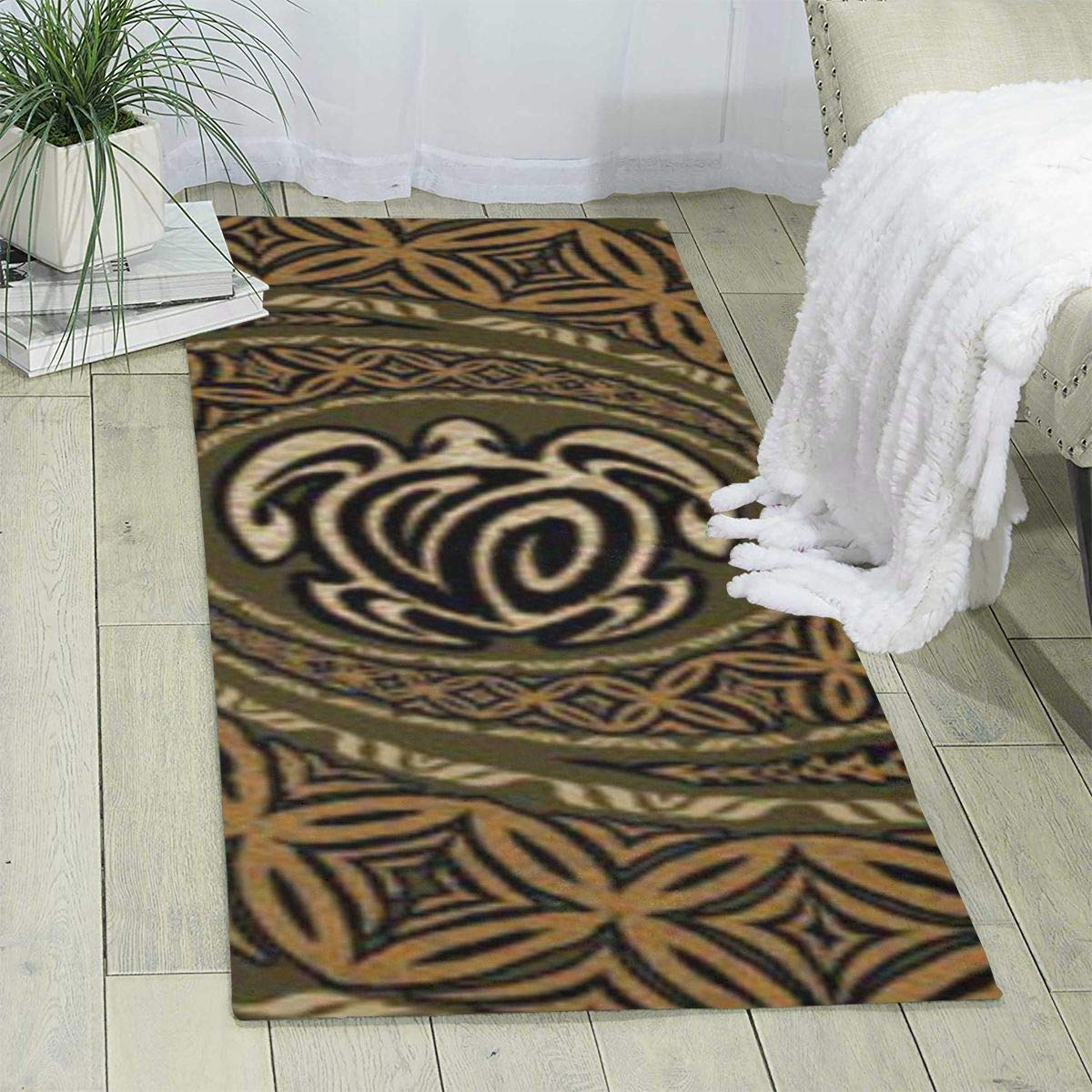 Hawaiian Tapa Honu Turtle CLM160951N Runner Rug