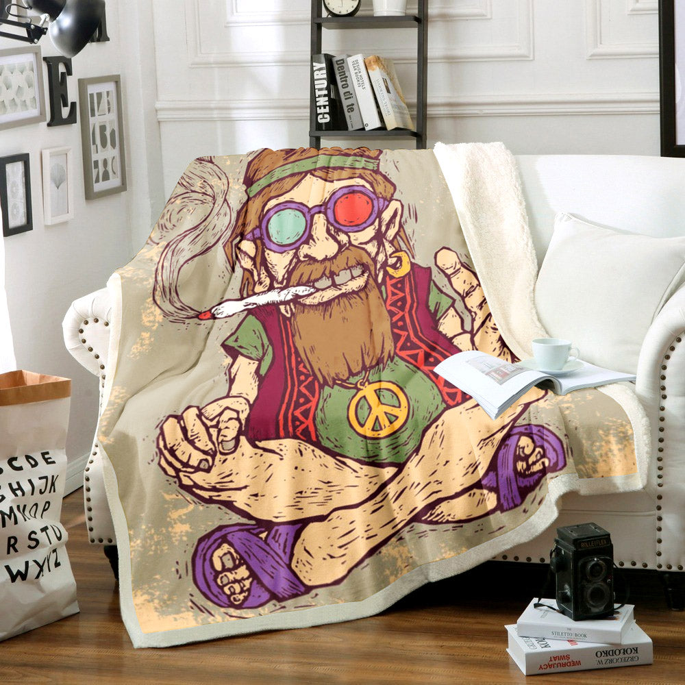 Hippie Man V Peace Symbol CG0711076TT Sherpa Fleece Blanket