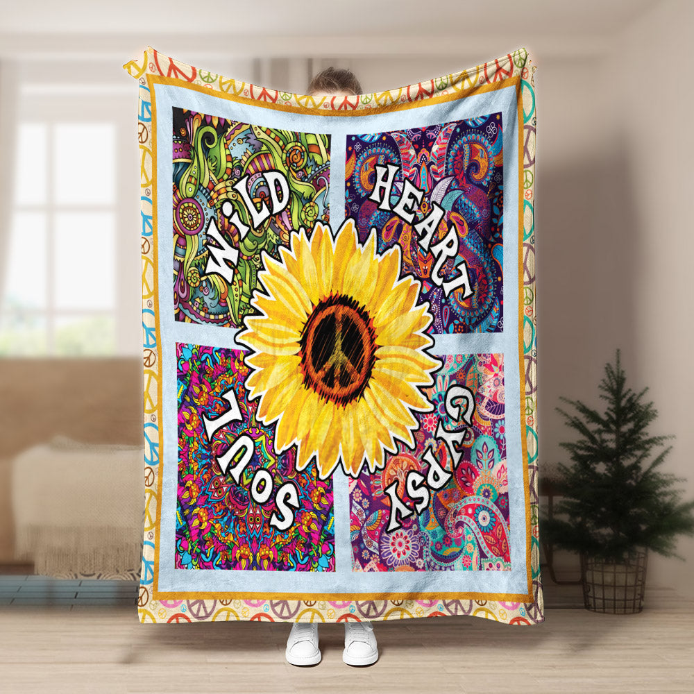 Hippie Sunflower CLA150835f Sherpa Fleece Blanket