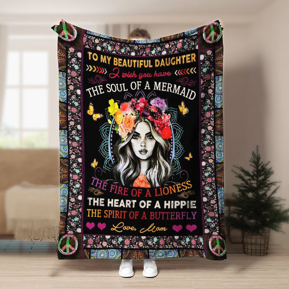 Hippie To My Daughter CL240858MD Sherpa Fleece Blanket
