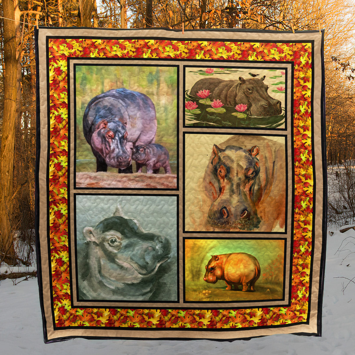 Hippo CLH1111143Q Quilt Blanket