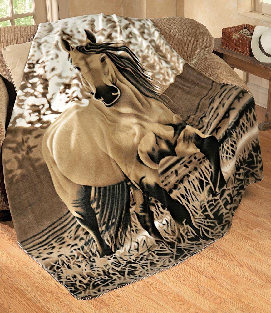 Horse CL150835MD Sherpa Fleece Blanket