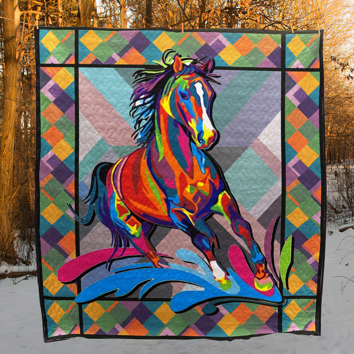 Horse Colorful Horse CLA18120327Q Quilt Blanket