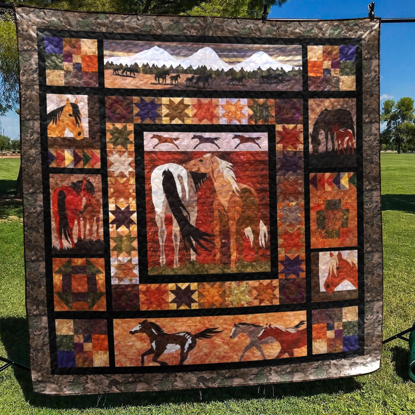 Horse Horses Love CLA18120549Q Quilt Blanket