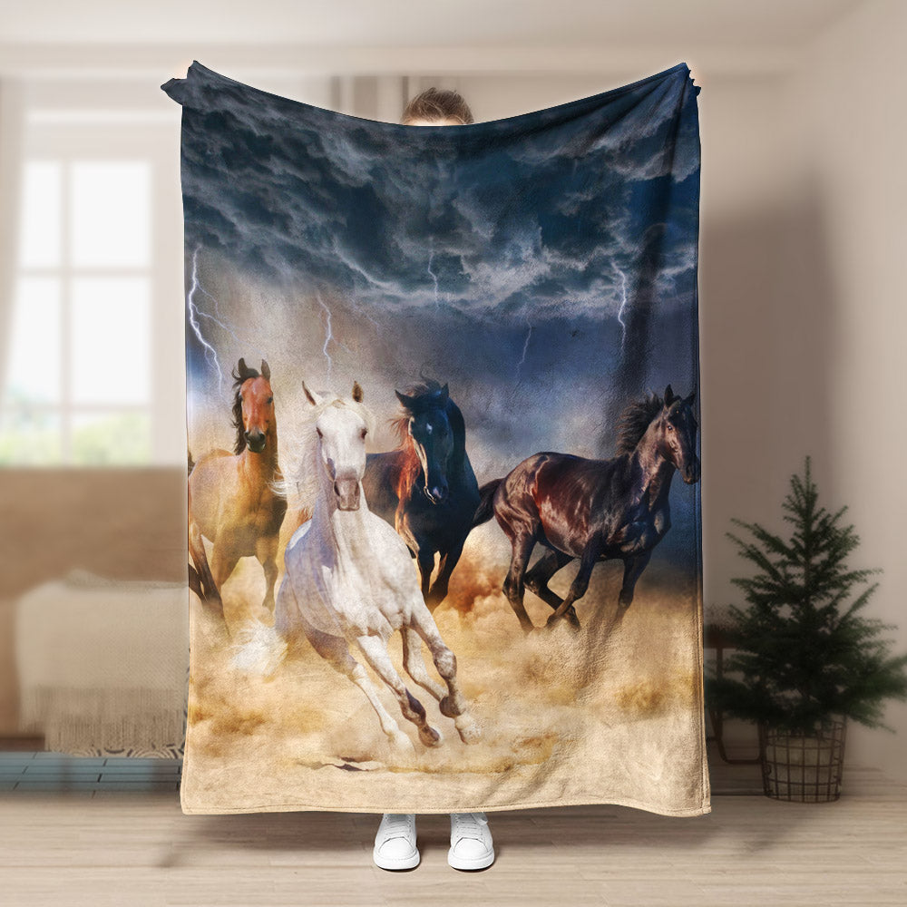 Horse CL140848MD Sherpa Fleece Blanket