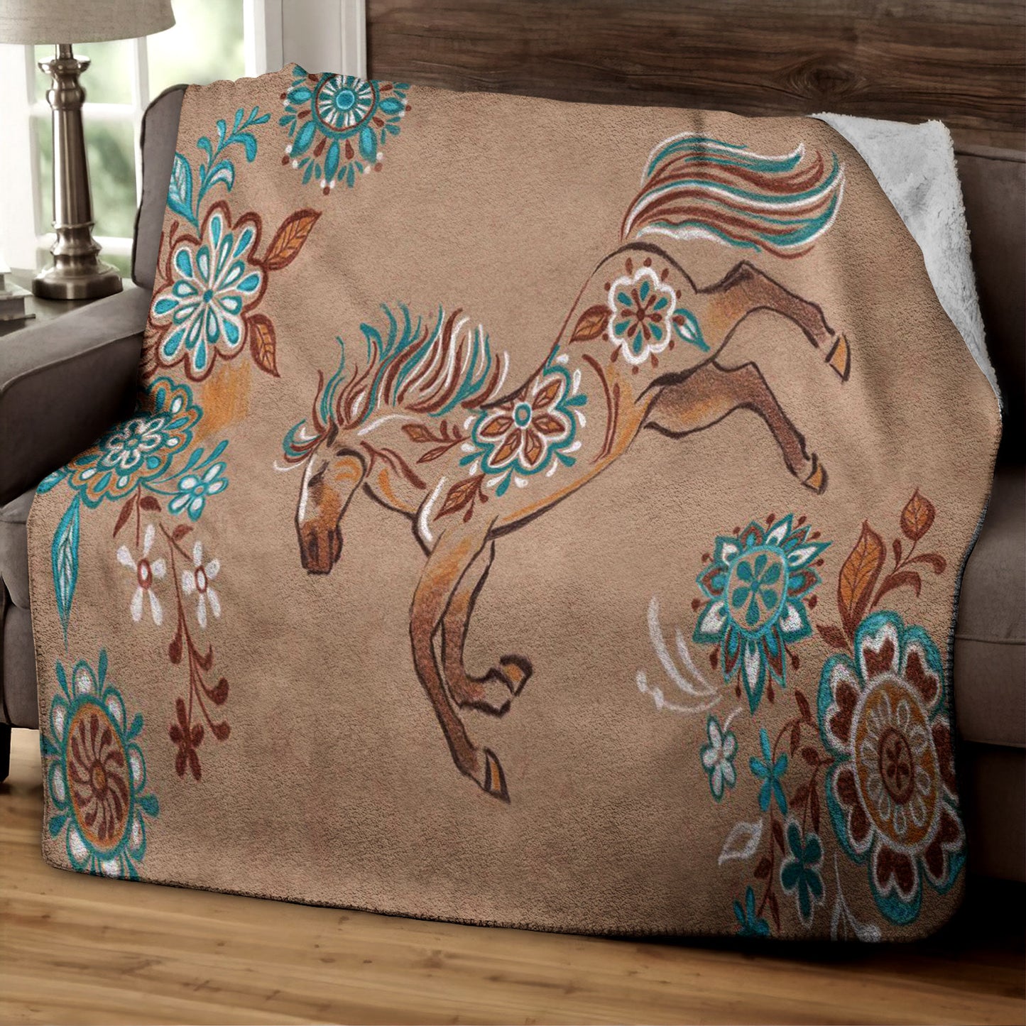 Horse HM040926TT Sherpa Fleece Blanket