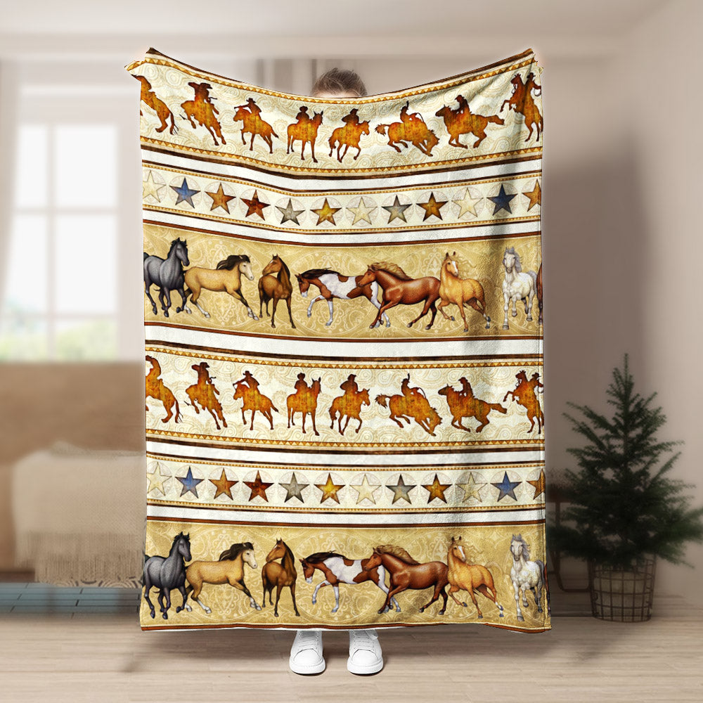 Horse ML300855F Sherpa Fleece Blanket
