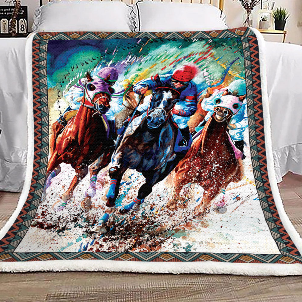 Horse Racing NN3009074TT Sherpa Fleece Blanket