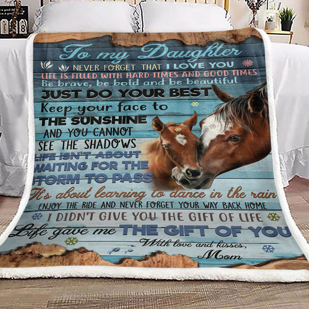 Horse To My Daughter Kisses Mom CL16110428MDF Sherpa Fleece Blanket