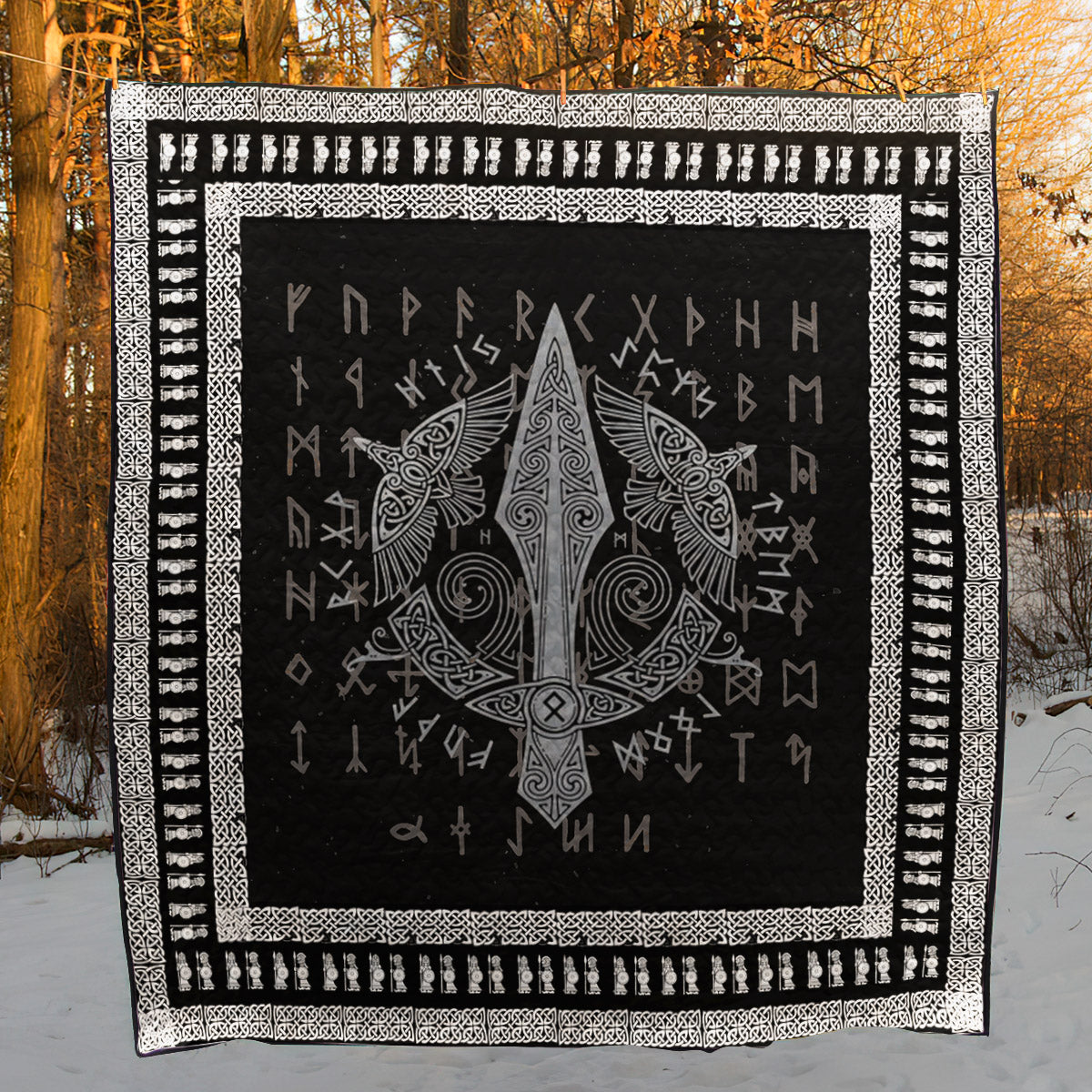 Huginn And Muninn Viking Raven CL2100249MDQ Quilt Blanket