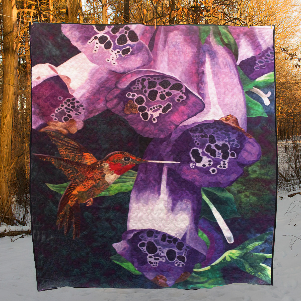 Hummingbird And Flower CLA1710395Q Quilt Blanket
