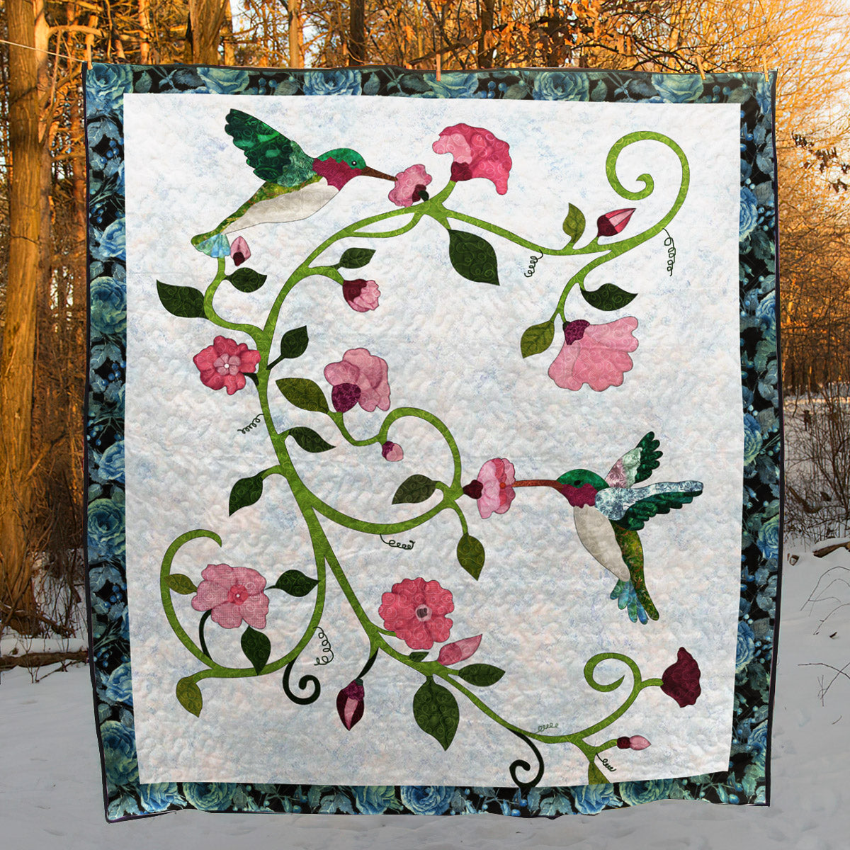 Hummingbird CLA1210242Q Quilt Blanket