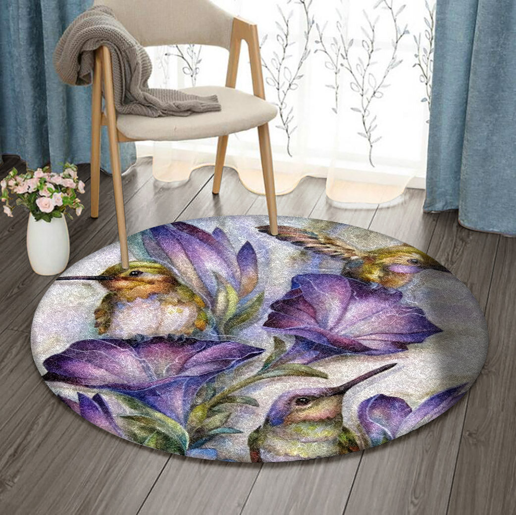 Hummingbird And Purple Flower DD0710089RR Round Area Rug