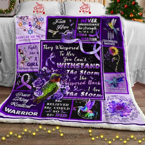 Hummingbird Fibromyalgia Awareness CL22100048MDF Sherpa Fleece Blanket
