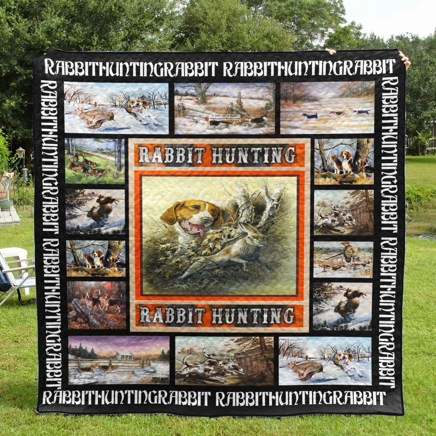 Hunting Rabbit Hunting Art CL16110230MDQ Quilt Blanket