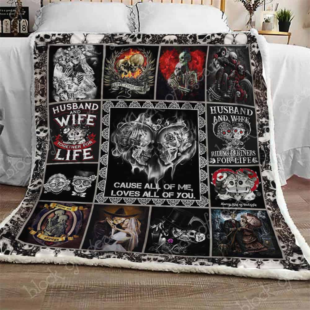 Husband And Wife Skull CL301118MDF Sherpa Fleece Blanket