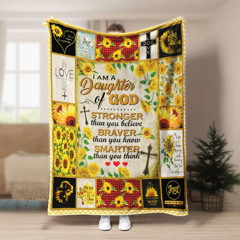 I Am A Daughter Of God Sunflower CL1909102MDF Sherpa Fleece Blanket