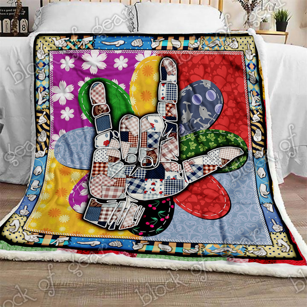 I Love You Sign Language Pride CL301123MDF Sherpa Fleece Blanket