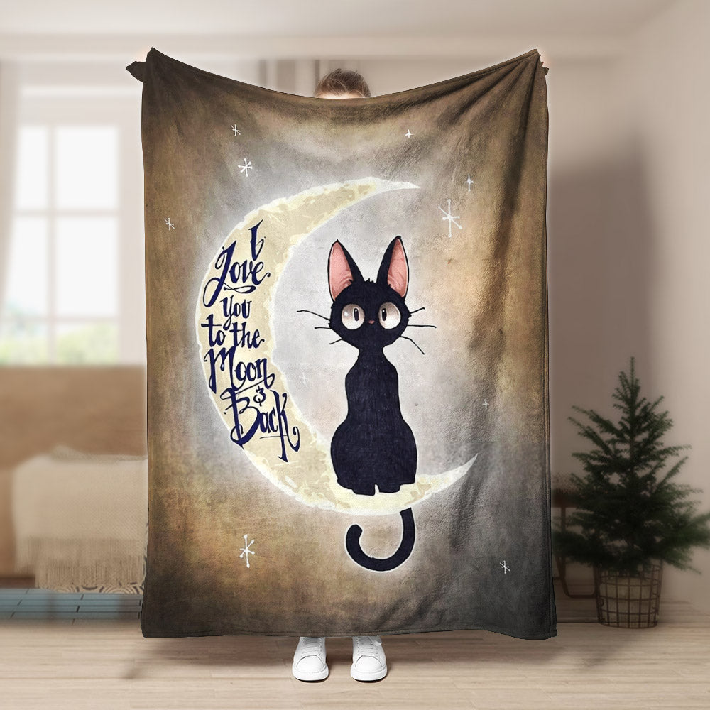 I Love You To The Moon And Back Cat BT080981F Sherpa Fleece Blanket