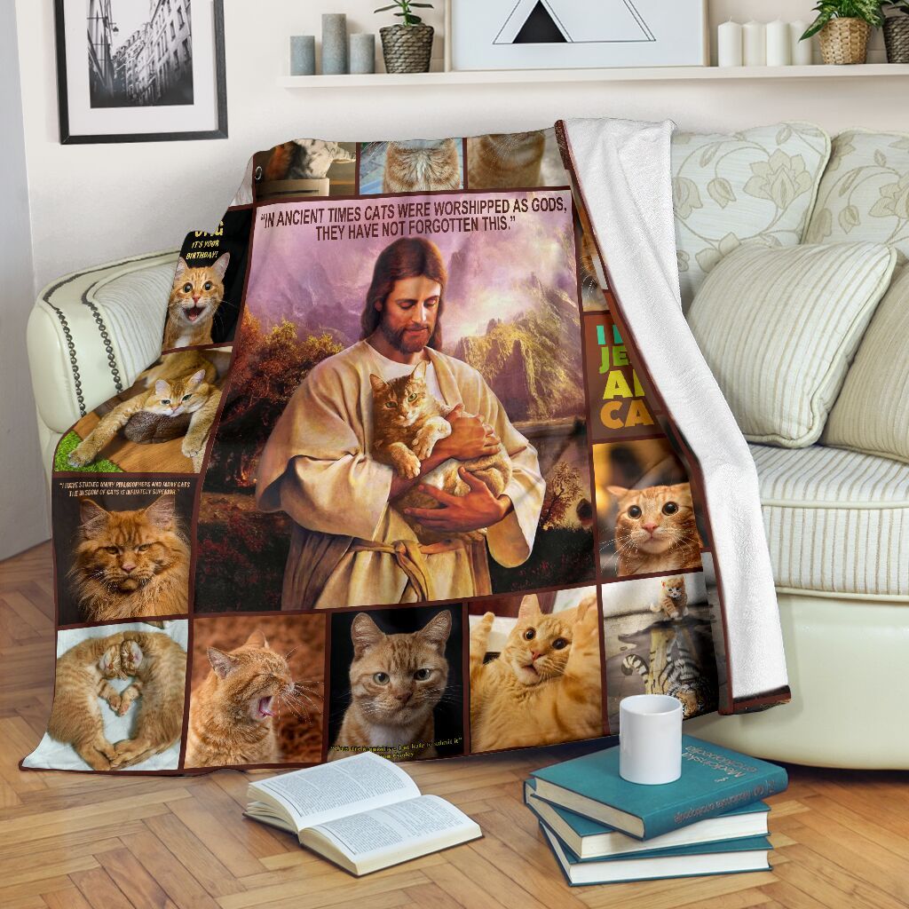 Jesus And Cat CLM02121124S Sherpa Fleece Blanket