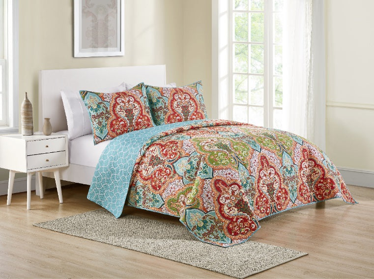Jeweled Damask CLH270965B Quilt Bedding Set