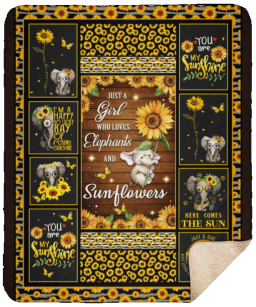 Just A Girl Who Love Elephants And Sunflowers CLM1810101S Sherpa Fleece Blanket