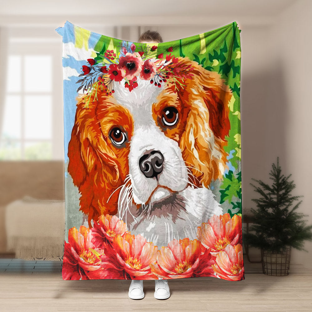 King Charles Spaniel BL160839F Sherpa Fleece Blanket
