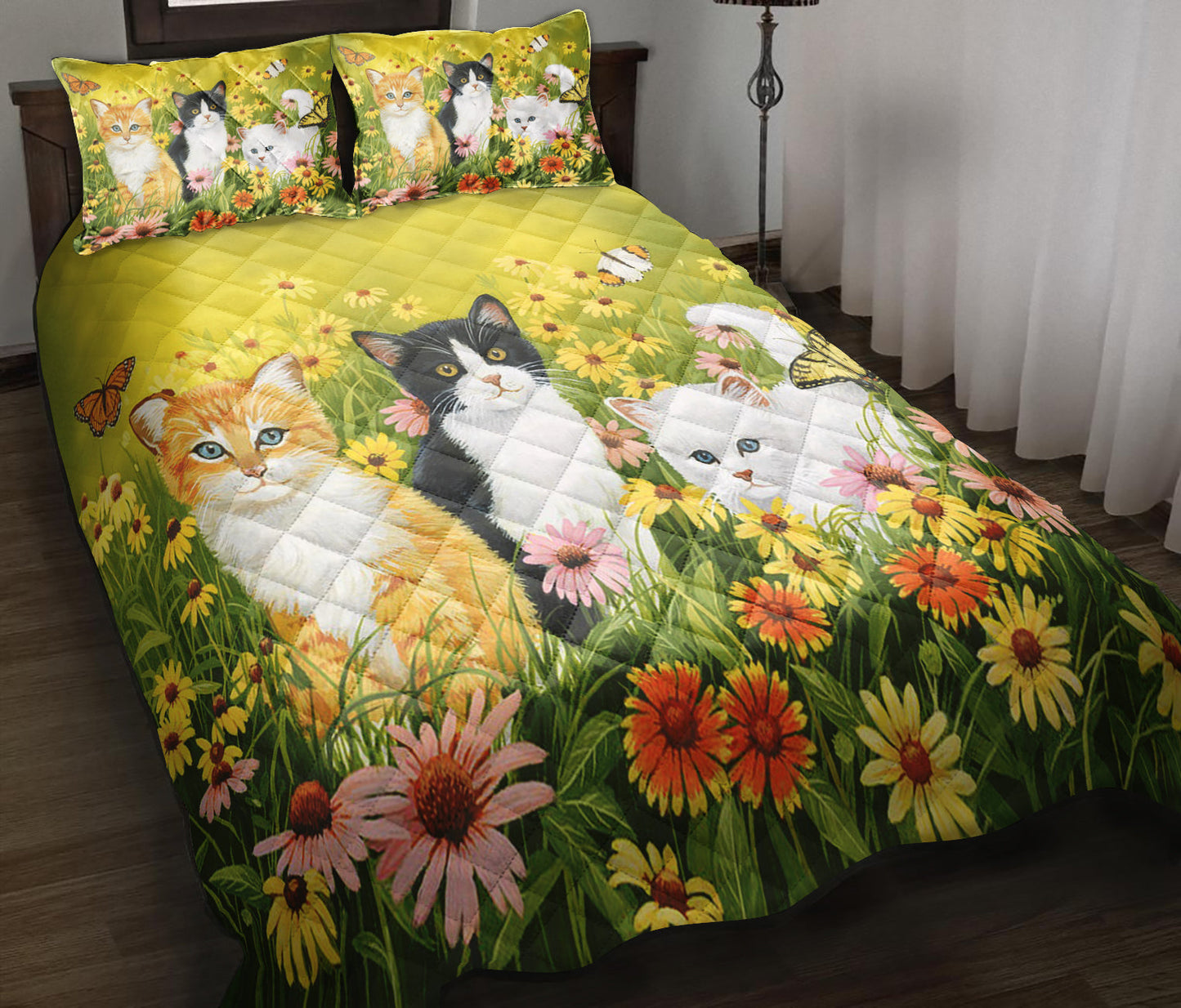 Kittens In The Garden Quilt Bedding Set ND210906