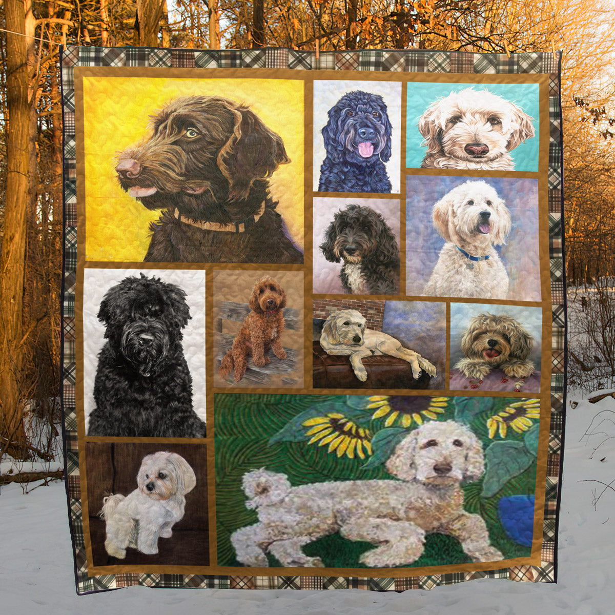 Labradoodle Sunflower CL10100170MDQ Quilt Blanket