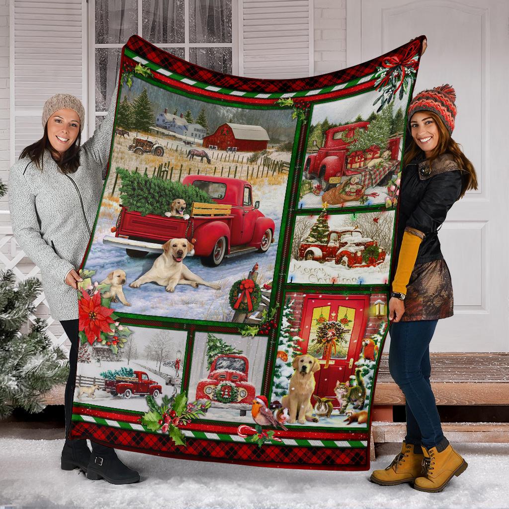 Labrador Retriever Red Truck Christmas CLM3010323S Sherpa Fleece Blanket