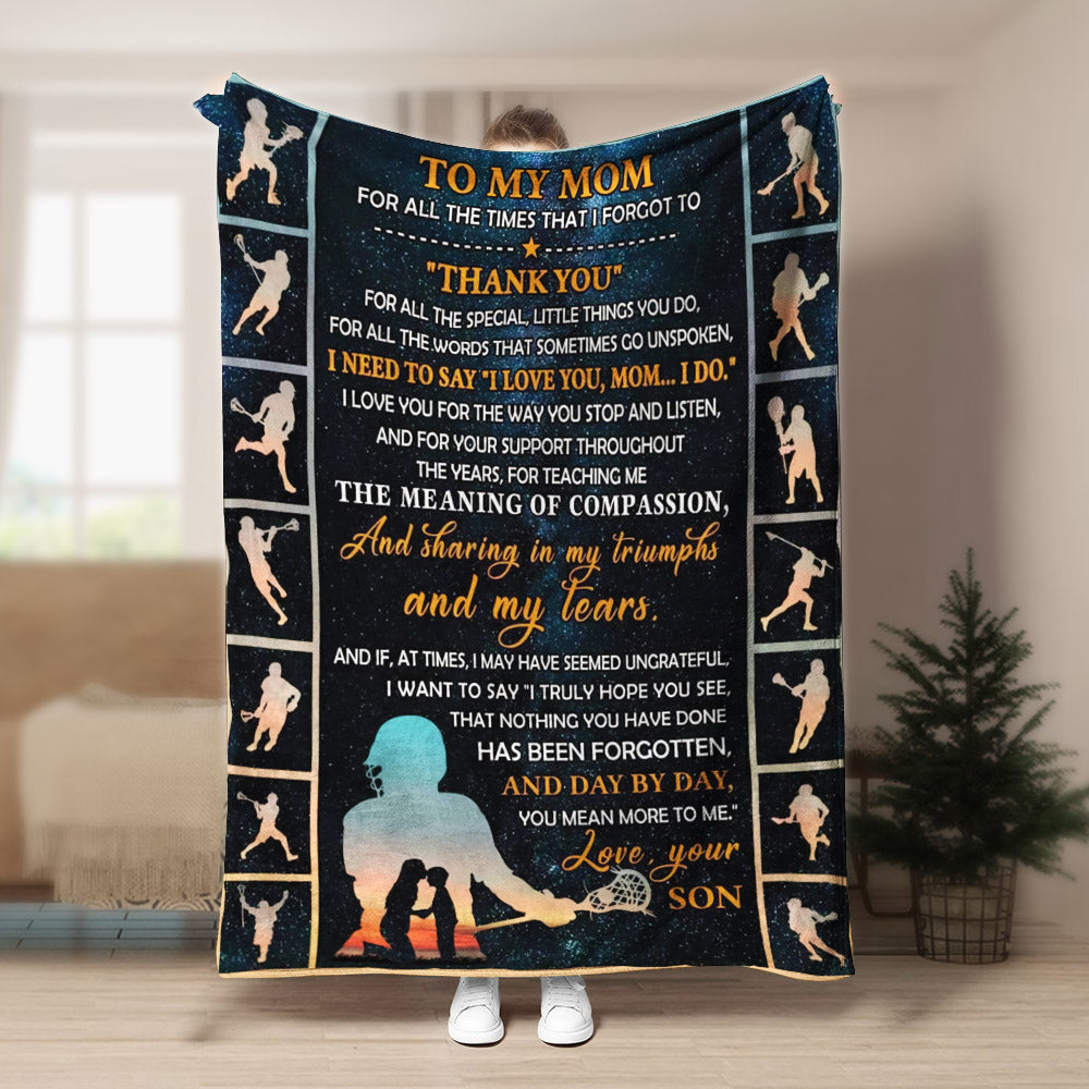 Lacrosse To My Mom Thank You CLA1910292F Sherpa Fleece Blanket