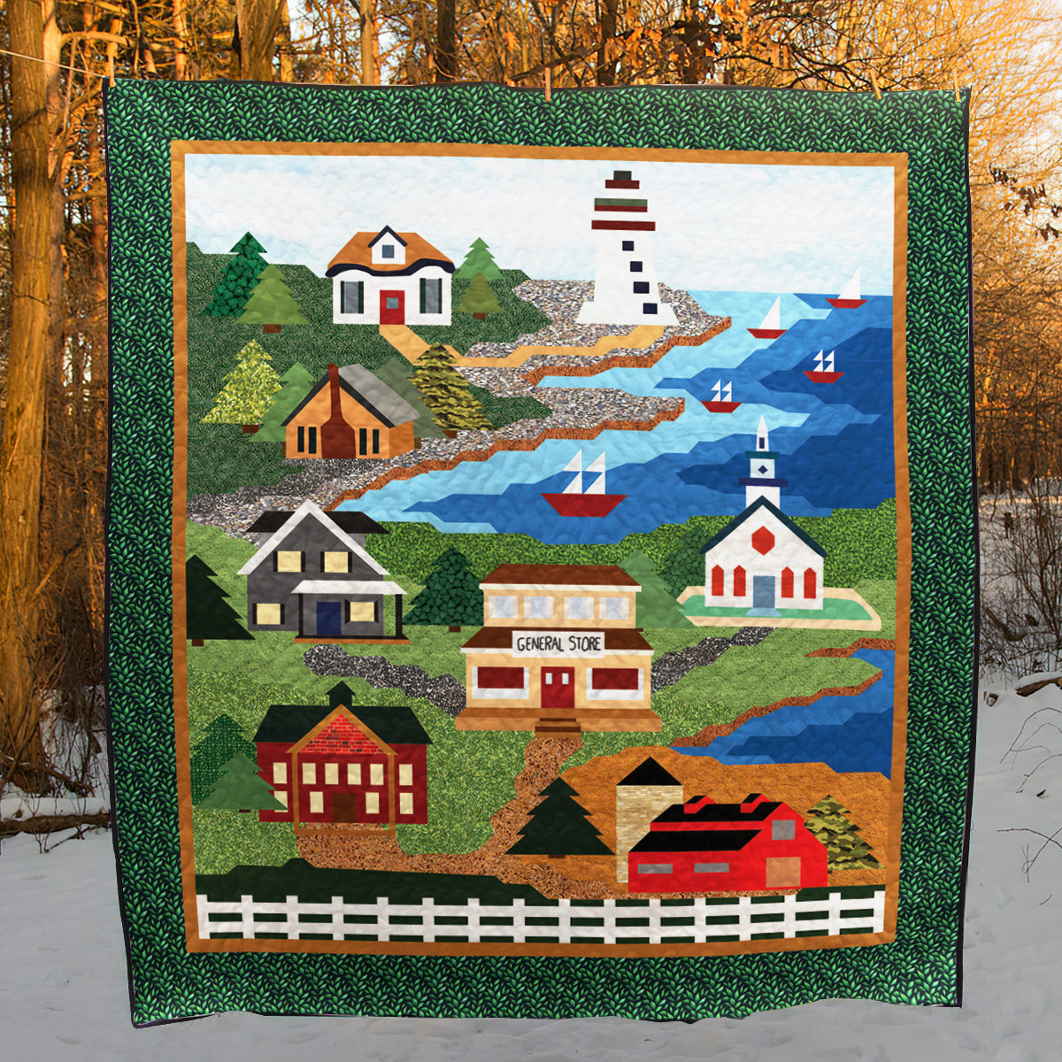 Lighthouse CLA1010357Q Quilt Blanket