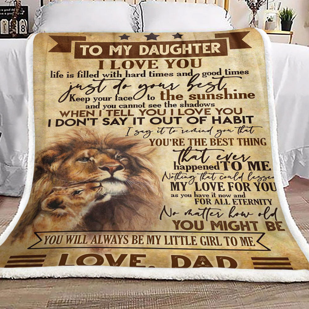 Lion To My Daughter Love Dad CL16110465MDF Sherpa Fleece Blanket