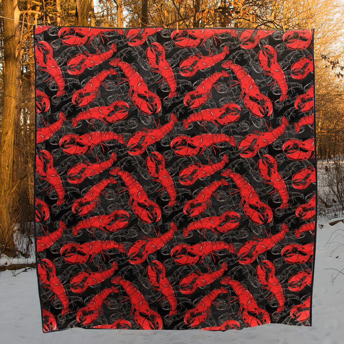 Lobster Black CL12100403MDQ Quilt Blanket