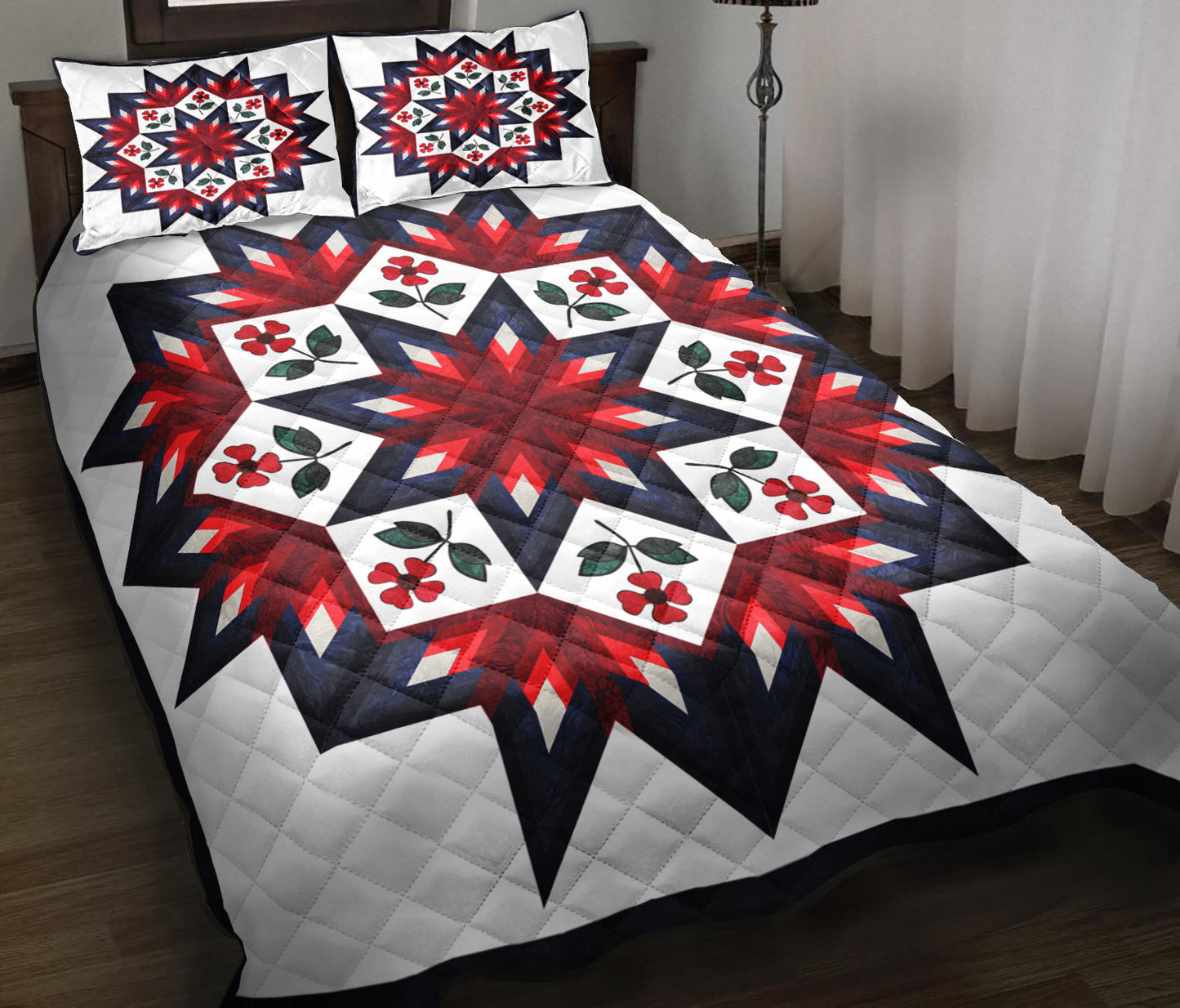 Log Cabin Broken Star & Flower Made Quilt Bedding Set MT260504ABS