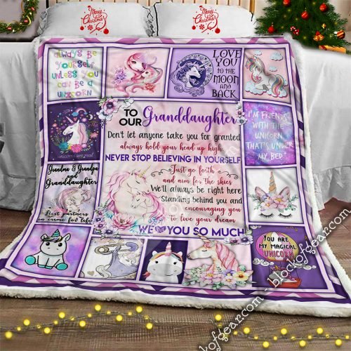 Love Our Unicorn Granddaughter Grandma Grandpa CL30100180MDF Sherpa Fleece Blanket