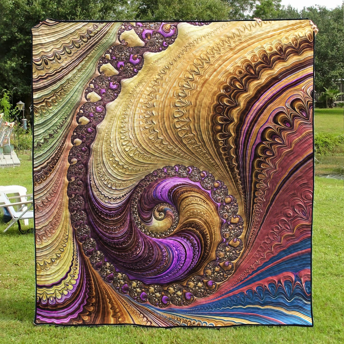 Luxe Colorful Fractal Quilt Blanket MT140603D