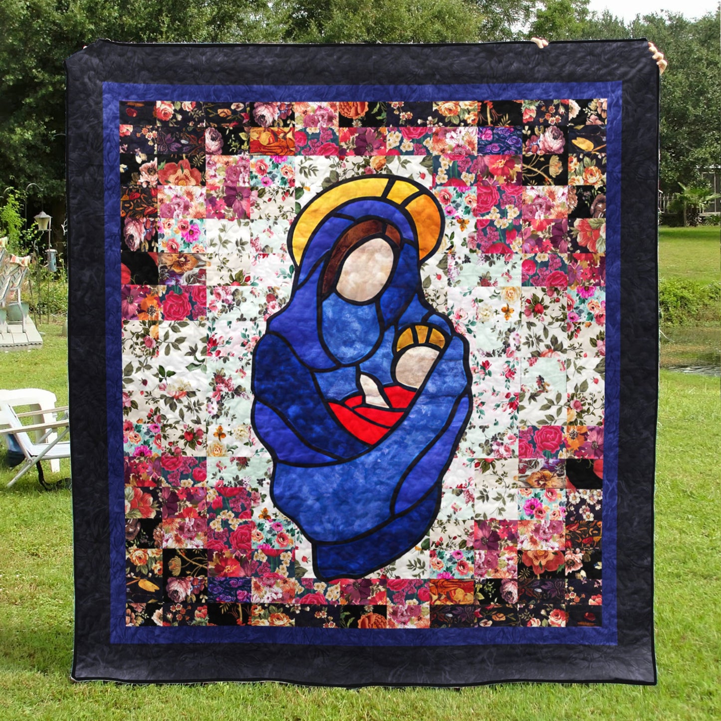 Christian Madonna Watercolor Quilt Blanket MT080602A