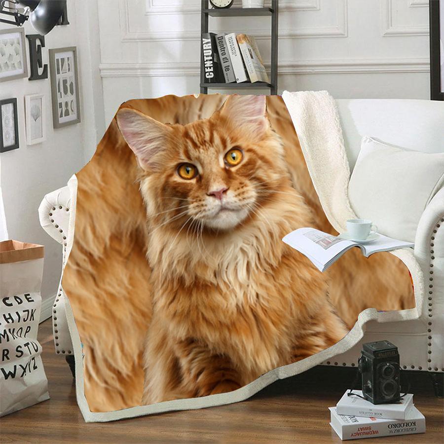Maine Coon Cat CLM0211129 Sherpa Fleece Blanket