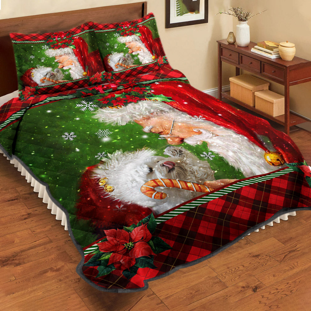 Maltese Puppy Smile With Santa Claus Quilt Bedding Set MT2809008