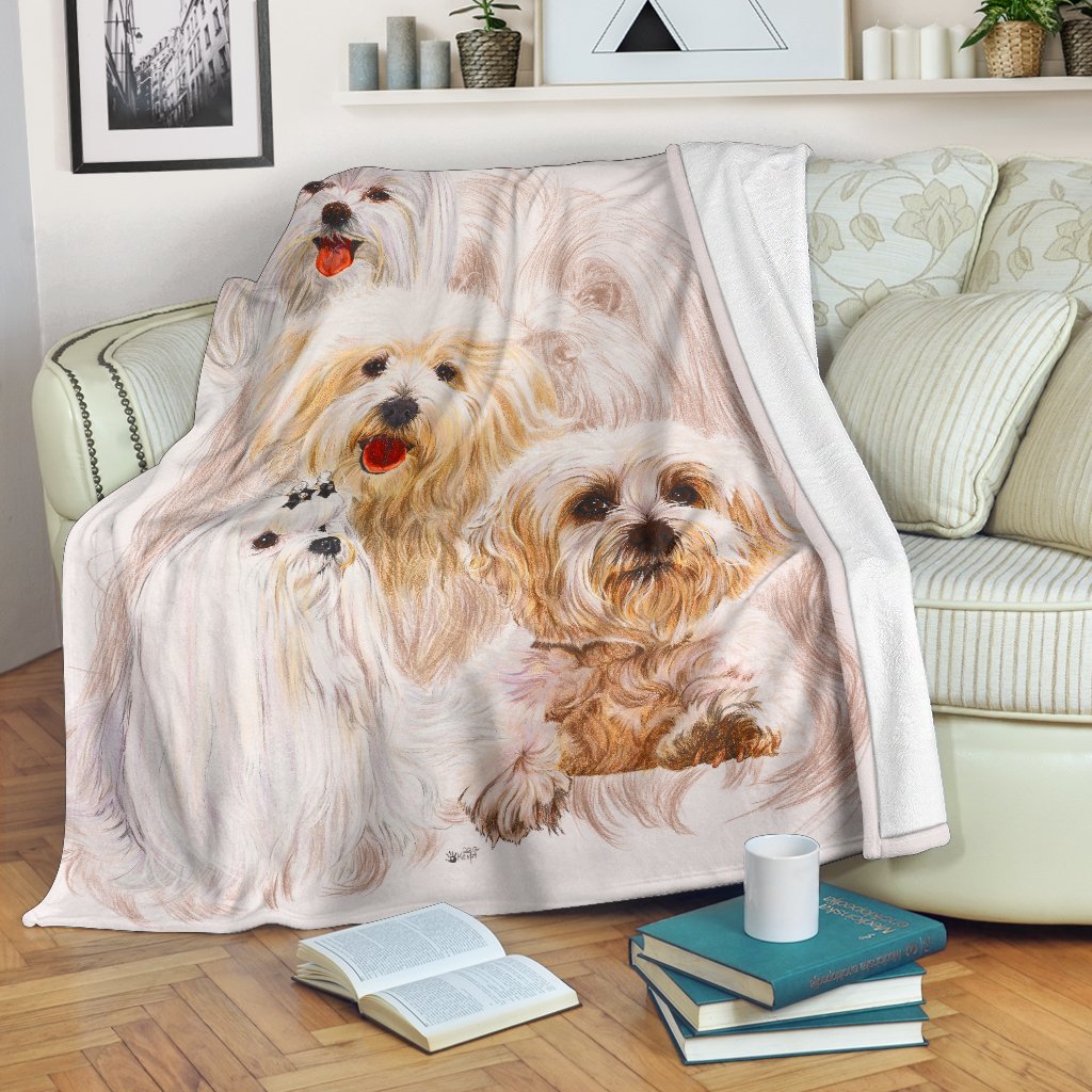 Maltese Dog CLM1710137S Sherpa Fleece Blanket