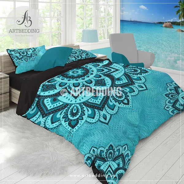 Mandala Aqua And Teal Blue Boho CLM2510252B Bedding Sets
