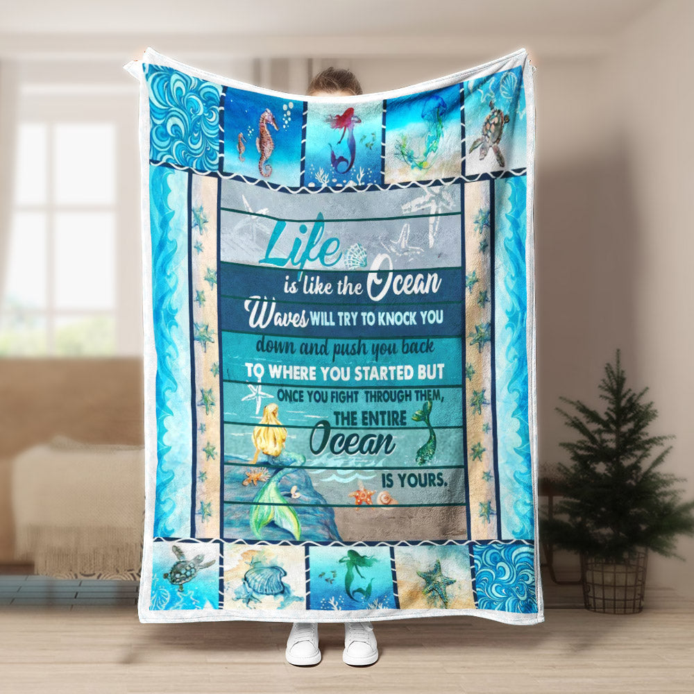 Mermaid Life Is The Ocean CLA1910312F Sherpa Fleece Blanket