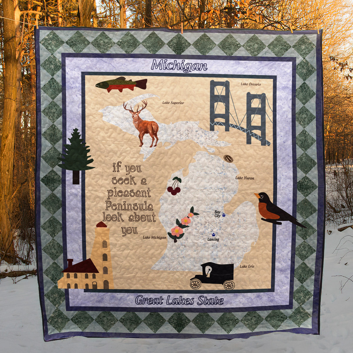 Michigan CLA290630 Quilt Blanket