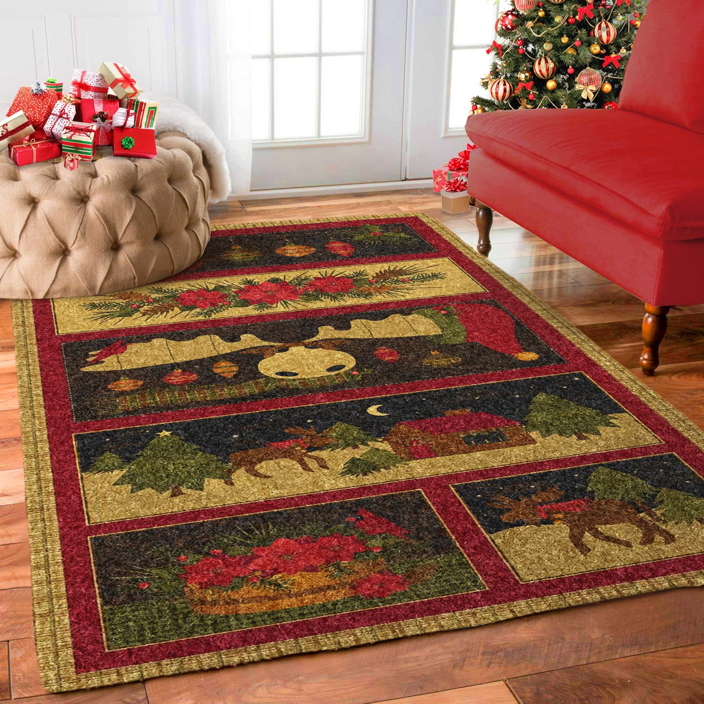 Moose Christmas NN1311126M Rug