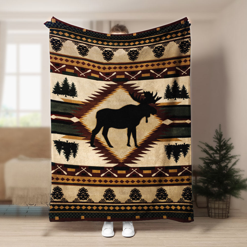 Moose Native American NT051035F Sherpa Fleece Blanket